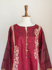 Barn Red Shirt (FW19) - Sanyra | Ethnic designer clothing