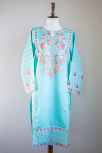 Turquoise Twist Shirt - Sanyra | Ethnic designer clothing