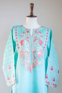 Turquoise Twist Shirt - Sanyra | Ethnic designer clothing