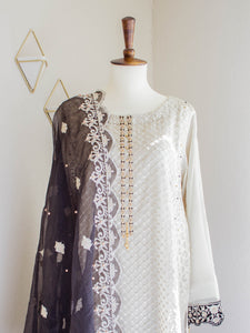 Gray Mist 4 PC Suit - Sanyra | Ethnic designer clothing