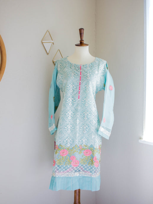 Tropical Blue Shirt - Sanyra | Ethnic designer clothing