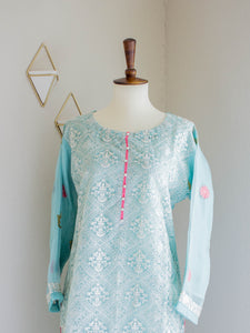 Tropical Blue Shirt - Sanyra | Ethnic designer clothing