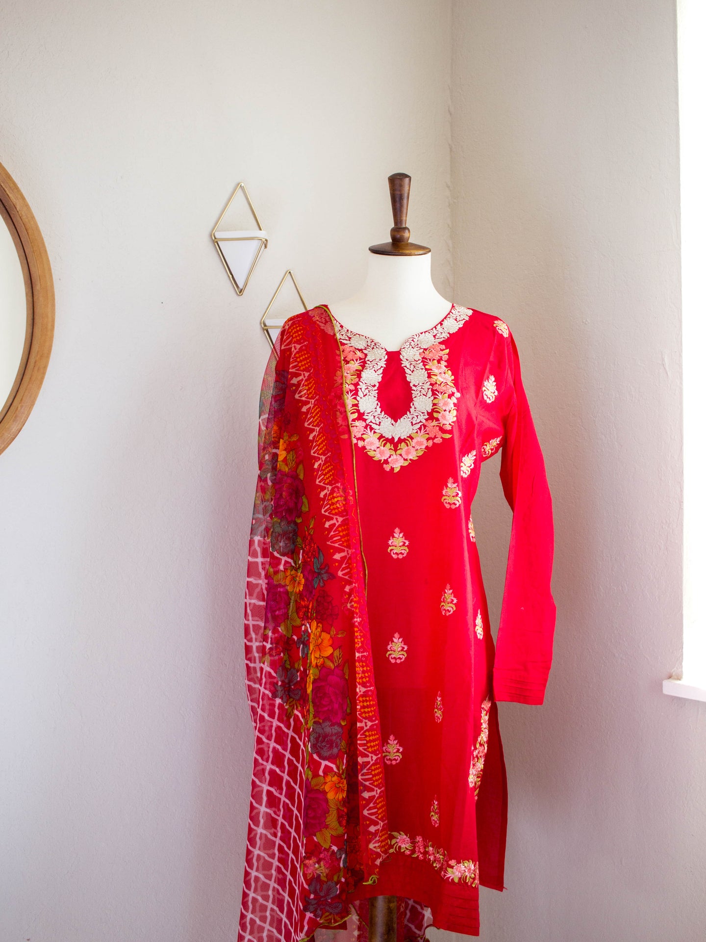 Red Valley 3pc Suit - Sanyra | Ethnic designer clothing