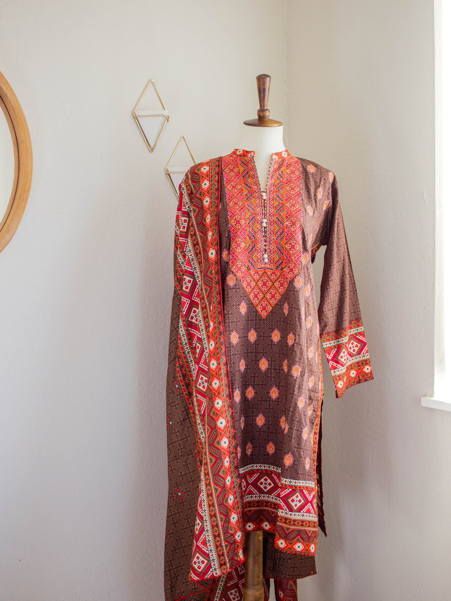 Bohemian Brown 3pc Suit - Sanyra | Ethnic designer clothing