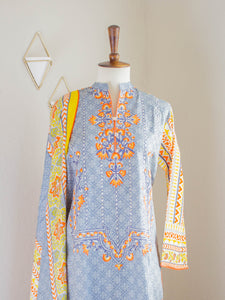 Tribal Blue 3pc Suit - Sanyra | Ethnic designer clothing