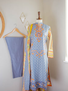 Tribal Blue 3pc Suit - Sanyra | Ethnic designer clothing