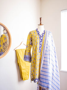 Bloomy Mustard 3PC Suit (Small)