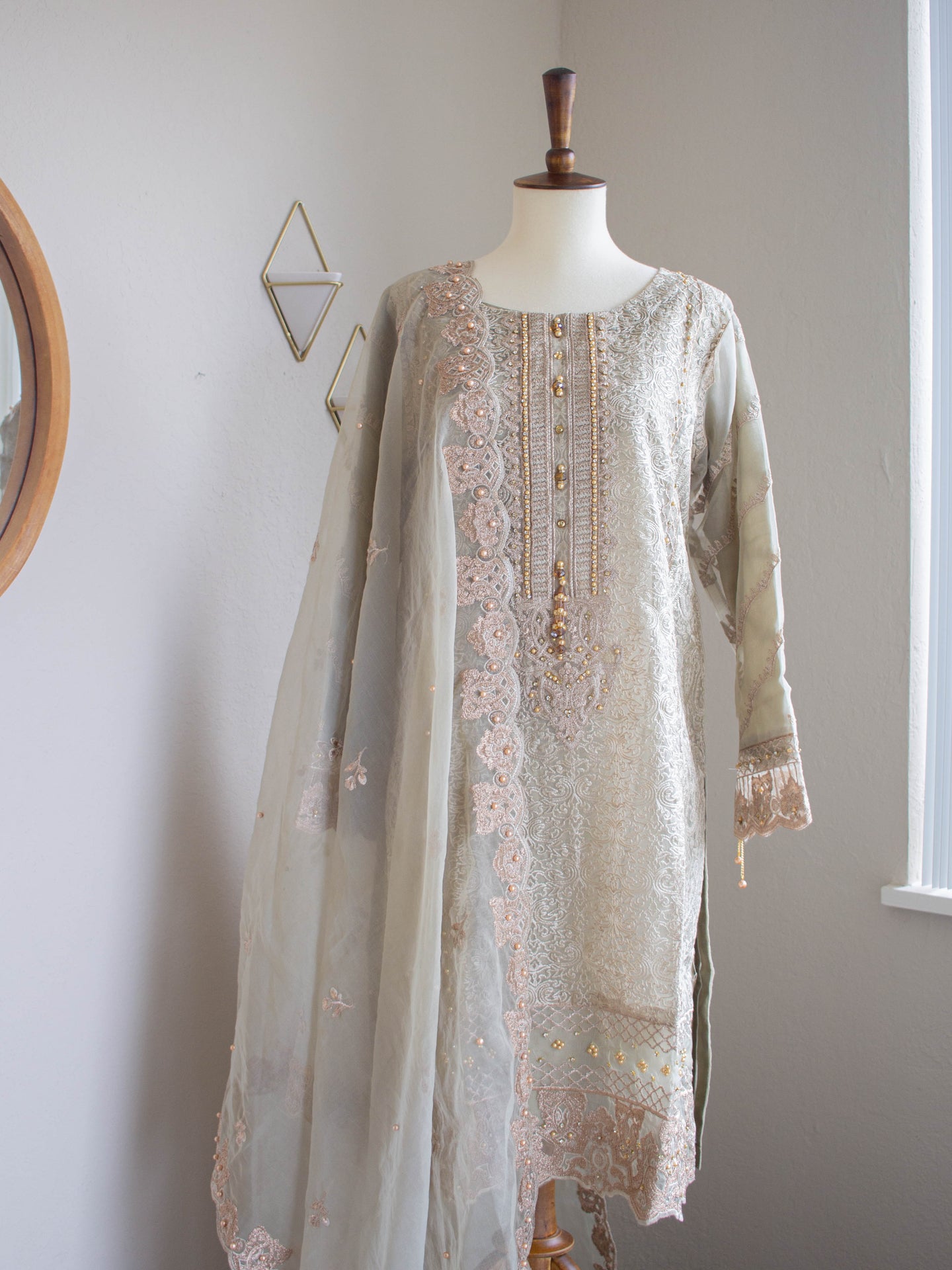 3PC Olive Ocean (W20) - Sanyra | Ethnic designer clothing