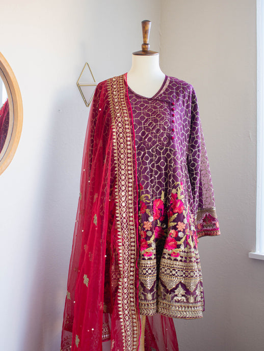 3PC Voilet Rose (W20) - Sanyra | Ethnic designer clothing