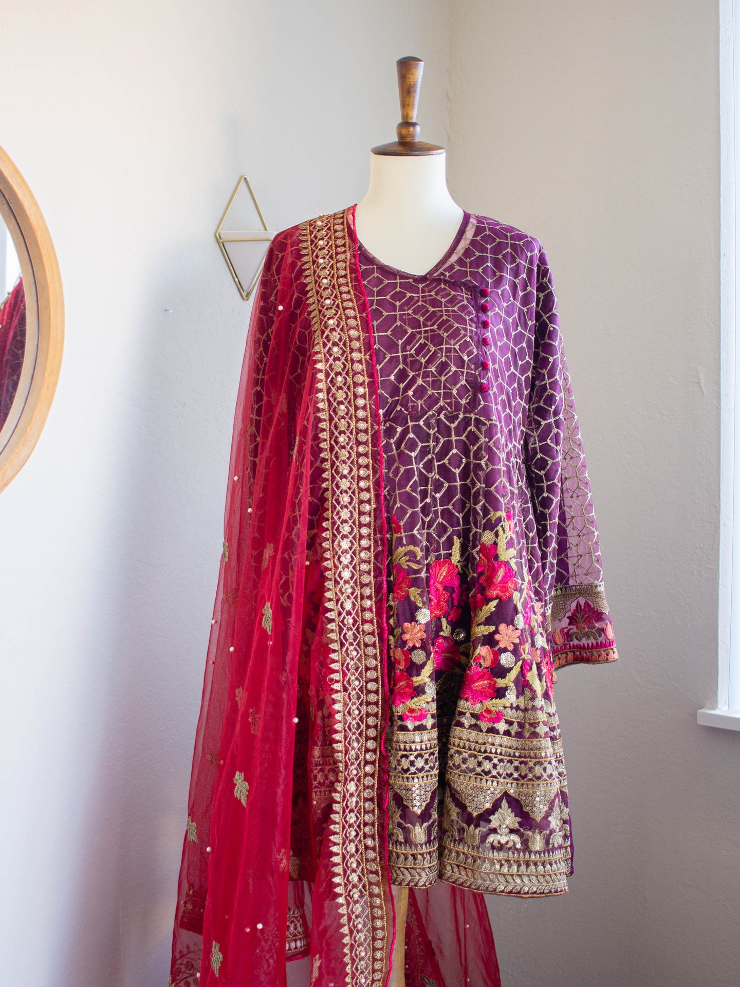 3PC Voilet Rose (W20) - Sanyra | Ethnic designer clothing