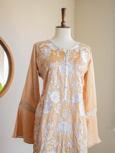 Moon Yellow Silk Shirt (W20) - Sanyra | Ethnic designer clothing