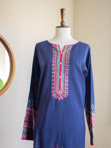 Chinyere Mystic Blue Shirt (W20) - Sanyra | Ethnic designer clothing