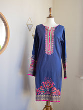 Load image into Gallery viewer, Chinyere Mystic Blue Shirt (W20) - Sanyra | Ethnic designer clothing